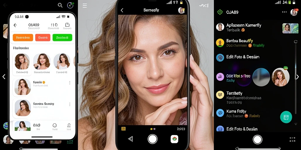 Tampilan antarmuka OJA89 dengan fitur Kamera Beautify yang menarik.