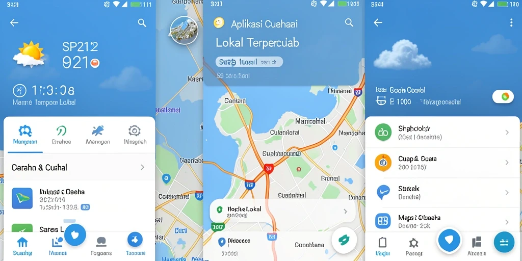 Antarmuka aplikasi SP212 menampilkan informasi cuaca lokal dengan jelas dan menarik.