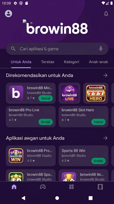 Tampilan katalog aplikasi browin88